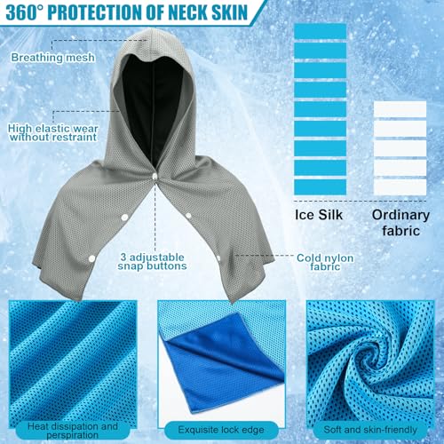 2 Pack Mini Kids Cooling Hoodie Towels for Neck and Face Cooling Towels UPF 50 Sun Protection Lightweight Soft Breathable Neck Head Wraps Cold for Kids Exercise Activities Sport Workout