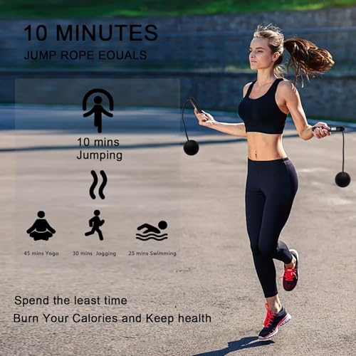 Jump Rope with Counter, 2 in 1 Weighted Cordless & Corded，Smart LCD Display Tracks Calories, Time & Jumps，Adjustable Length with Steel Ball Bearings for Home Gym, Fat Burning, Boxing, HIIT，For Men & Women