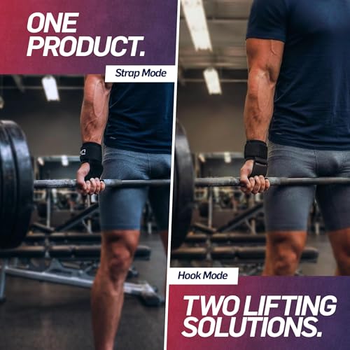 Dr. Arthritis Doctor Developed 3-in-1 Lifting Straps, Hooks & Wrist Wraps - Switch Between Modes in Seconds - Heavy Duty Grips for Bodybuilding, Powerlifting, Deadlifts, Pull-Ups & Rows (Pair, Black) - color: Black