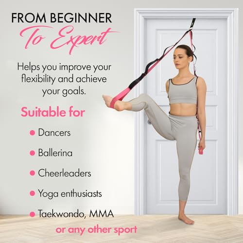10-Loop Yoga Strap with Door Anchor – Stretch Strap for Flexibility, Deep Stretching, and Improved Balance – Perfect Yoga Accessory for All Fitness Levels