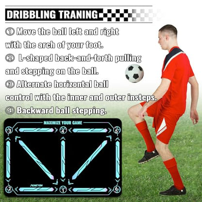 Soccer Training Equipment,Soccer Training Mat Improve Strength,Agility and Coordination,Anti-Slip Silent Absorption Soccer Footwork Training Mat,Soccer Trainer for Indoor/Outdoor Drills - style: Professional Set 47*31 IN - B