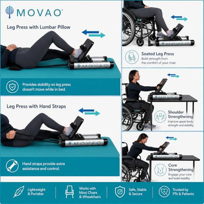 US Doctor Invented Mini in-Bed Leg Press Machine for Rehab | Low-Impact Leg Strength Trainer for Neurological & Orthopedic Recovery | Portable 9 lb PT Equipment with 6 Resistance Levels up to 66 lb