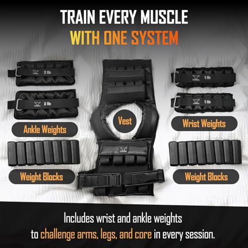 Vestly Pro Weighted Vest for Men – Adjustable Up to 35 lbs with Wrist & Ankle Weights Included – Breathable Training Vest for Strength, Running, Cardio & Endurance