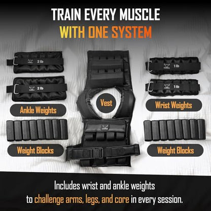 Vestly Pro Weighted Vest for Men – Adjustable Up to 35 lbs with Wrist & Ankle Weights Included – Breathable Training Vest for Strength, Running, Cardio & Endurance