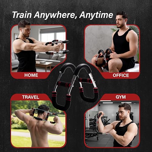 Adjustable Power Twister Arm Trainer - Chest Workout Equipment for Home Gym, Forearm Trainer & Muscle Exerciser for Men and Women, Portable Home Workout Strength Training, Upper Body Exercise Bar