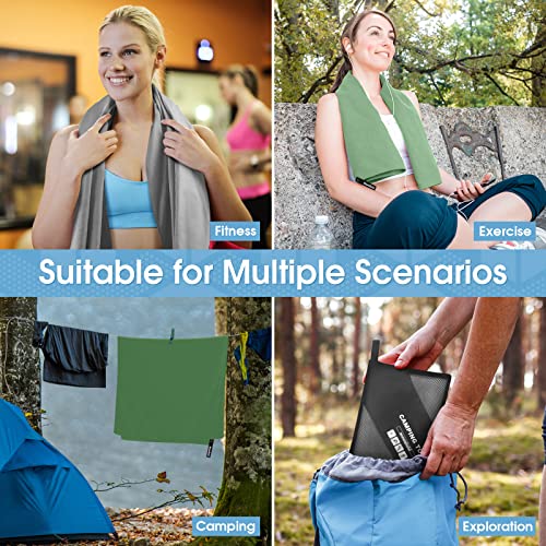 Camping Quick Dry Towel Set- 3 Pack, Soaking Up Sweat Microfiber Lightweight Sport Towels with Mesh Bag, Travel Towel Suitable for Camping, Beach, Gym, Yoga