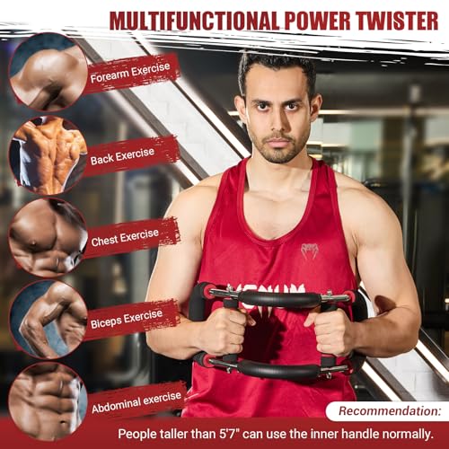 Twister Arm Trainer, 30-120 lbs Adjustable Twister Arm Chest Exerciser with 4 Spring & Poster for Men & Women, Detachable Power Twister Home Fitness Equipment for Enhancing Upper Body Muscle