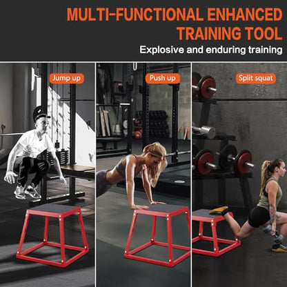 Plyometric Jump Box 3 Pcs Set, 12/18/24 inches Fitness Exercise Platform
