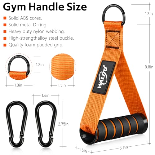 WALITO Exercise Handles, Replacement Cable Machine Attachments for Home Gym Equipment, Pulley System, Pilates, Resistance Bands, Strength Trainer, Heavy Duty Working Out Handles - color: Orange