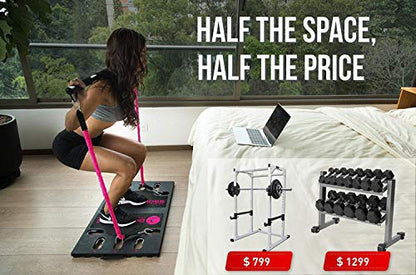BodyBoss Home Gym 2.0 - Full Portable Gym Home Workout Package, Includes a Set of Resistance Bands (2) - Collapsible Resistance Bar, Handles + More- Full Body Workouts for Home, Travel or Outside
