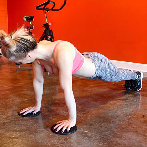 Abdominal Core Sliders - Set of 2 Fitness Glide Plates - Great for Abs, Crossfit, Cross Training, Push-ups and Planks - Full Body Core Exercise - Dual Sided Design Works on Any Surface