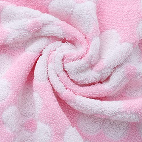 Hand Towels Set of 4 Floral Pattern 100% Cotton Soft Absorbent Decorative Towel for Bathroom (Pink)