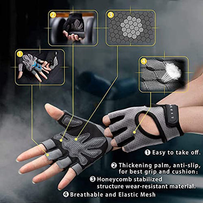 LIFECT Essential Breathable Workout Gloves, Weight Lifting Fingerless Gym Exercise Gloves with Curved Open Back, for Powerlifting, Women and Men