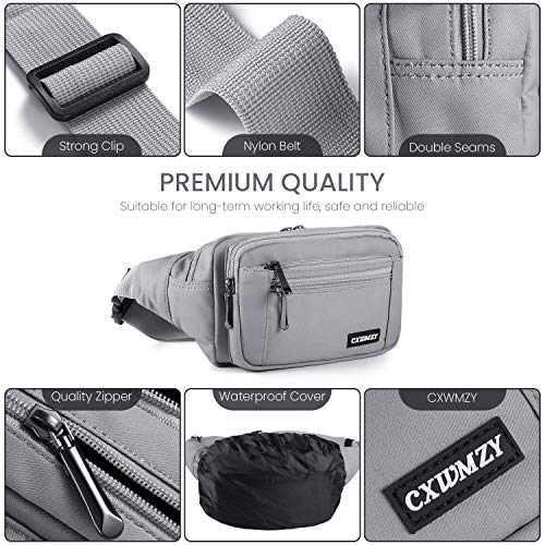 CXWMZY Fanny Packs For Women & Men Waist Pack Hip Bum Bag with Multi-Pockets Large Capacity Waterproof Casual Bum Bag for Disney Traveling Casual Cycling Running Hiking - color: Grey_2