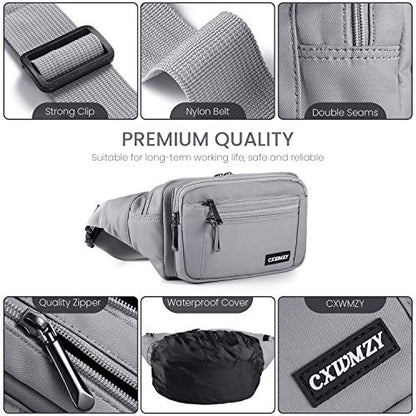 CXWMZY Fanny Packs For Women & Men Waist Pack Hip Bum Bag with Multi-Pockets Large Capacity Waterproof Casual Bum Bag for Disney Traveling Casual Cycling Running Hiking - color: Grey_2