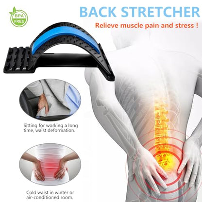JUMPOW Back Stretcher for Lower Back Pain Relief, 4 Level Adjustable Lumbar Back Cracker Board for Scoliosis, Spine Decompression, Sciatica