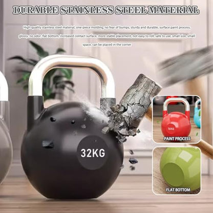 Kettlebell Weights Men's Strength Training Competitive Kettle Bells, Gym Sports Shaping Equipment, Flat Bottom, Swing/Squat/Jerk(Dark green-10kg)
