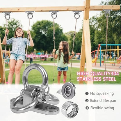 2-Pack Stainless Steel Swing Hangers,Slient Bearing Swing Hanger, Anti-Rust Heavy Duty 180° Rotary Swing, 1500LB Wooden Yoga Hammock Chair, Sandbag Porch Swing - size: 2.3 inches