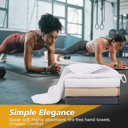 HOMEXCEL 4 Pack Gym Towels, Microfiber Yoga Towels for Bathroom, Ultra Soft, Highly Absorbent and Quick Dry Towel for Gym, Shower, Fitness, Spa 15 x 25 Inch - color: Brown
