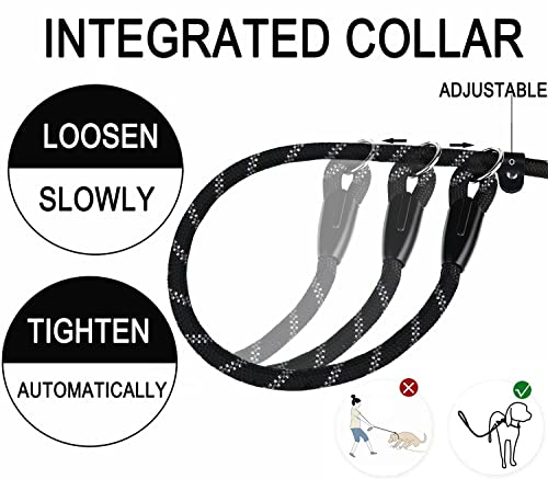 Dog Leash 6 FT, Durable Premium Quality Strong Training Rope Slip Leash - color: Black, size: 6 Feet x 3/8 Inch