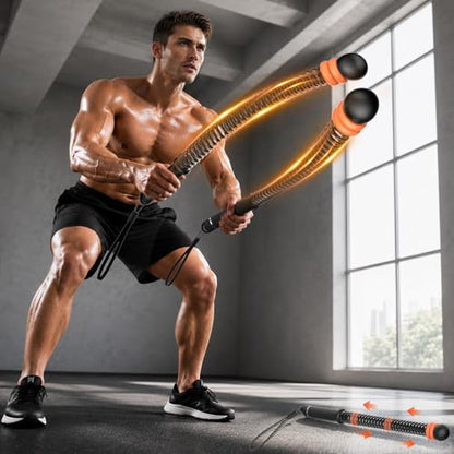Weighted Ropeless Battle Ropes (2-Pack), Adjustable Resistance and Portable Cordless Battle Ropes for Home Gym with Non Slip Handle, HIIT and Low-Impact Aerobic Training for Men & Women (Black)