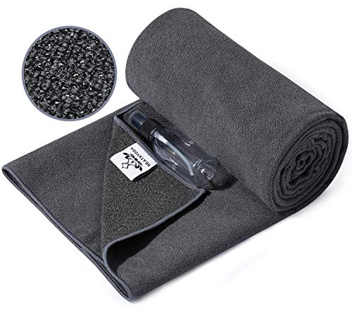 Yoga Mat Towel Non Slip for Hot Yoga Towel with Silicone Grip & Free Spray Bottle, 72"X26" Extra Large Microfiber Yoga Towel for Bikram, Pilates, Fitness