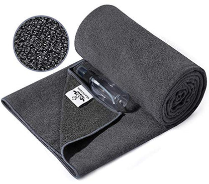 Yoga Mat Towel Non Slip for Hot Yoga Towel with Silicone Grip & Free Spray Bottle, 72"X26" Extra Large Microfiber Yoga Towel for Bikram, Pilates, Fitness