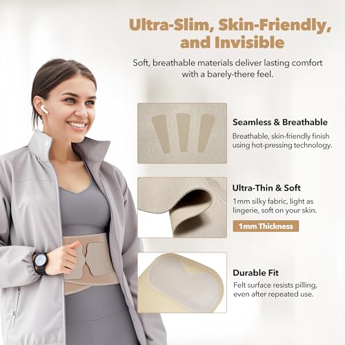 Slim Fit Lower Back Brace – Ultra-Thin Ergonomic H-Shaped Resin Support, Seamless Design for Strong & Comfortable Lumbar Support, Lightweight & Discreet Back Brace (Beige, X-Large)