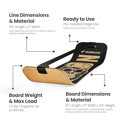 GIBBON SlackBoard, Balance Board Kids & Adults, Slackline Balance Trainer - color: Caesar with Stand