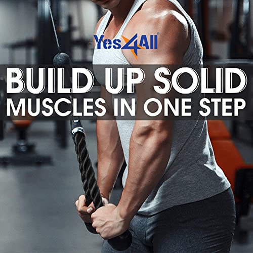 Yes4All Deluxe Tricep Rope Cable Attachment, 27 & 36 inch with 4 Colors, Exercise Machine Attachments Pulley System Gym Pull Down Rope with Carabiner - color: B. 36" Black