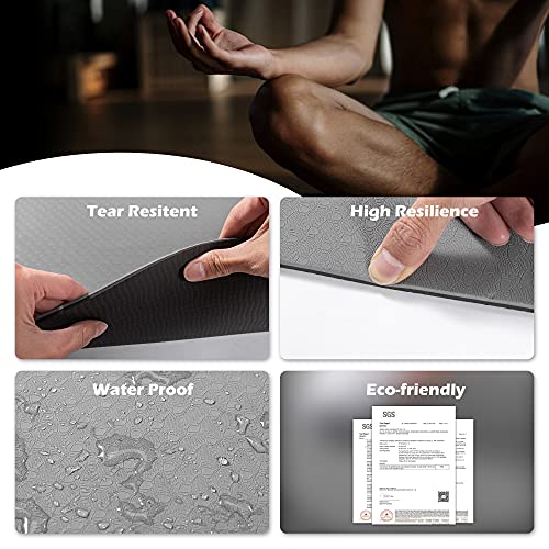 UMINEUX Large Yoga Mat for Men and Women 1/4 & 2/5 Inch Extra Thick TPE Fitness Mat for Home Gym Workout, Non-Slip, Eco Friendly Exercise Mat for Yoga, Pilates, Stretching, Meditation