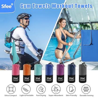 2 Pack Microfiber Travel Towel, Quick Dry Towel Camping Towel Beach Towel Super Absorbent Compact Lightweight Sports Gym Towels Set for Beach, Gym, Hiking, Pool, Backpacking, Bath, Yoga