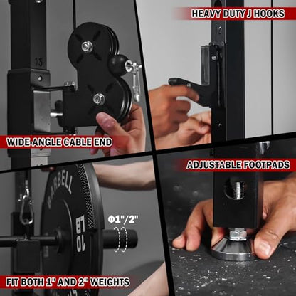Mikolo Folding Squat Rack, Wall Mounted Power Rack with Cable Crossover Machine & LAT Pull Down, Functional Trainer with 5 Adjustable Function Modes, for Home Gym and Space Saving - color: Black, size: WR00 SlimFold (Rack Only)