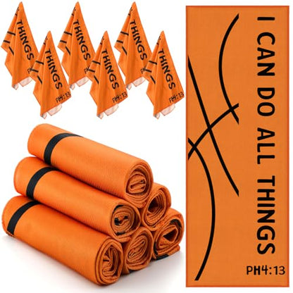 12 Pcs Basketball Cooling Towel Basketball Team Gifts Favors for Men Bible Verse I Can Do All Things Workout Sweat Rags for Neck and Face Microfiber Towel for Gym, Camping, Outdoor Sport - style: Basketball