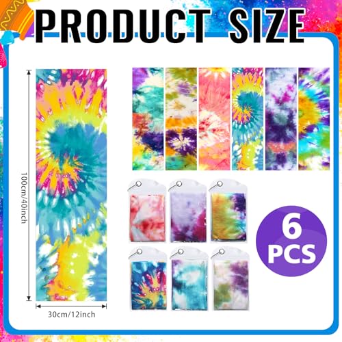 6 Pack Cooling Towels for Neck and Face 40 x 12 Inch Cooling Rag Ice Sweat Towels for Biking Hiking Running Yoga Golf Sport Gym Workout Gardening(Tie Dye Style)