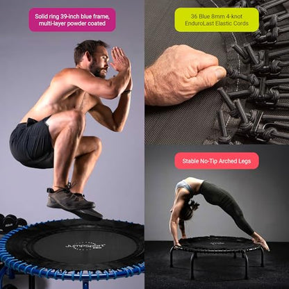 JumpSport 350 PRO 39 Inch Fitness Trampoline Indoor Rebounder Cardio Workout Equipment 300 lb Capacity - color: Soar