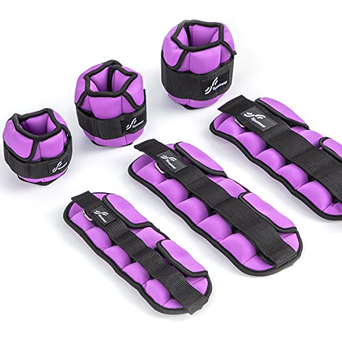 Sportneer Adjustable Ankle Weights for Women & Men, Leg Weights Set with Removable Weights, Upgraded with Handles for Easy Adjustment, Comfortable & Secure for Walking, Pilates, Workout