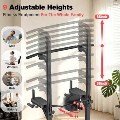 RELIFE REBUILD YOUR LIFE Pull Up Bar Free Standing Power Tower for Home Gym - color: Black