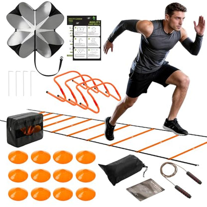 OLIXIS Soccer Football Agility Training Equipment with 4 Adjustable Hurdles - color: Classic Orange