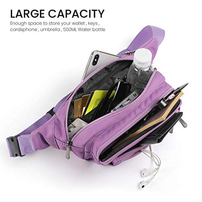 CXWMZY Fanny Packs For Women & Men Waist Pack Hip Bum Bag with Multi-Pockets Large Capacity Waterproof Casual Bum Bag for Disney Traveling Casual Cycling Running Hiking - color: Purple_3