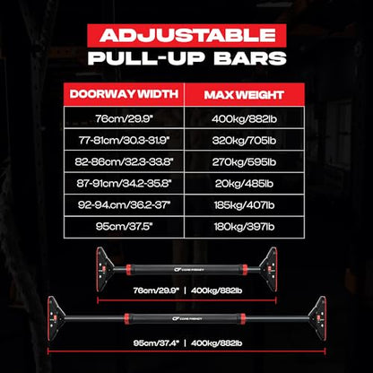 Pull Up Bar for doorway With Resistance Bands, No Screw Installation, Chin Up Bar for Upper Body Workout & Exercise, 29.9"-37.5" Adjustable Width Locking Mechanism, Max weight Hold 880 lbs