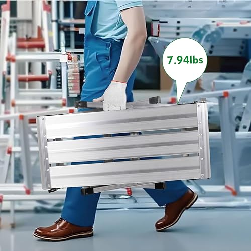 Aluminum Drywall Stool Ladder Platform,Heavy Duty Scaffolding Ladder Stand,Folding Work Bench Stepladder Stool with Non-Slip Feet,Perfect for RV Cleaning,Home Painting (39.70''X11.8''X19.7'') - size: 39.70''X11.8''X19.7''