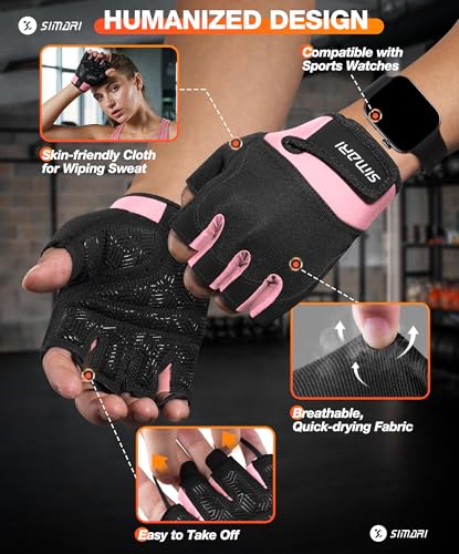 SIMARI Breathable Workout Gloves with Cushion Pad/Grip/Reduce Calluses, Weight Lifting Gloves for Gym Exercise, Cycling, Weightlifting Training, Fitness, Pilates, Kayaking, Gift for Men & Women
