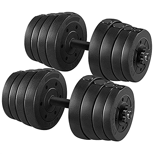Yaheetech 66LB Weight Dumbbell Set Fitness Adjustable Cap Gym/Home Barbell Plates Body Workout for Women Men Strength Training Black