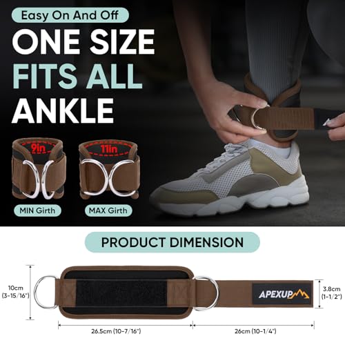 Ankle Strap for Cable Machine, Ankle Resistance Bands, Cable Kick Back Ankle Straps for Gym, Glute Workouts, Leg Extensions, Adjustable Straps with Neoprene Padding - color: Black+Mocha, style: Single