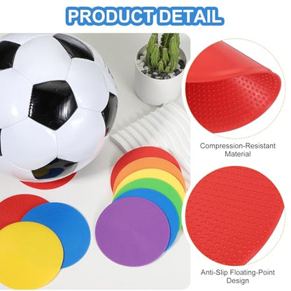 PATIKIL Spot Markers 4 Inch, 6 Pcs Non-Slip Floor Dots Agility Markers Flat Field Cones Poly Dots for Gym PE Speed Training Dance Soccer Basketball Sports, Red/Blue/Purple