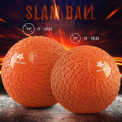Yes4All Upgraded Version Durable Solid Slam Medicine Balls from 10-40lbs, Multicolor Options - color: Orange beast, style: F. 30lbs