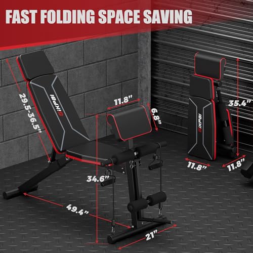 GIKPAL Adjustable Weight Bench - Workout Bench Press for Home Gym - color: Black - Glossy