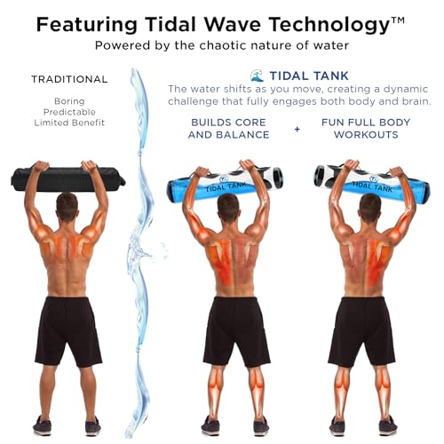 Tidal Tank Tube - The Original Aqua Bag - Water Weight Bag up to 79 lbs - Adjustable Workout Sand Bags Weights Alternative - Portable Sandbag Fitness Equipment Set, Home Exercise Gym - Including App
