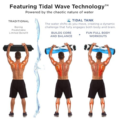 Tidal Tank Tube - The Original Aqua Bag - Water Weight Bag up to 79 lbs - Adjustable Workout Sand Bags Weights Alternative - Portable Sandbag Fitness Equipment Set, Home Exercise Gym - Including App